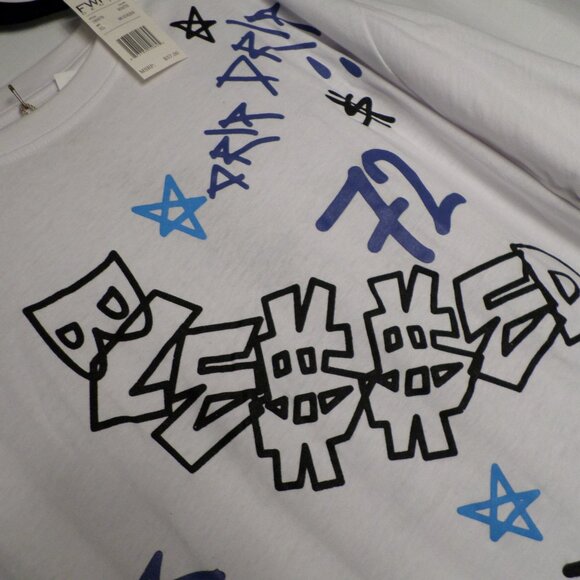 FWRD Denim White Graffiti Fashion Tee Mens Sz XL NWT - Picture 7 of 14